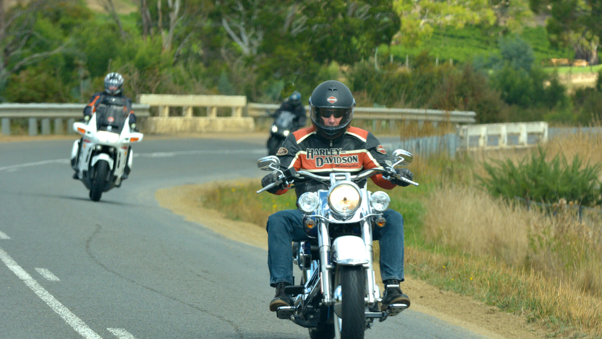 two motorbikes riding along the highway in the Tamworth region