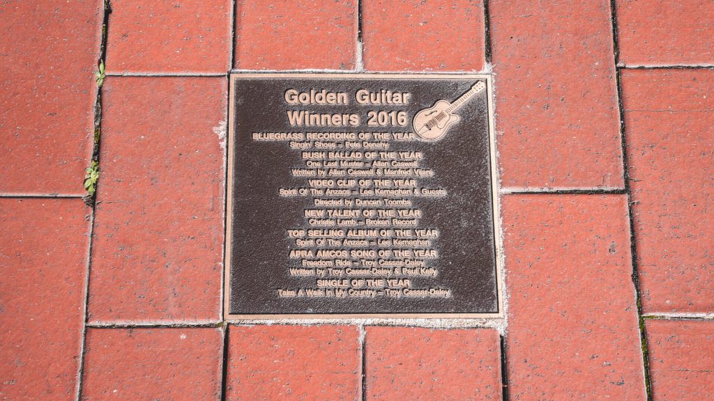 Golden Guitar Awards Winners Plaques in Peel street Tamworth