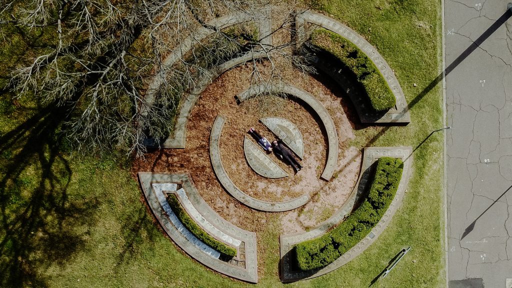 Aerial view of country music hands of fame park in Tamworth